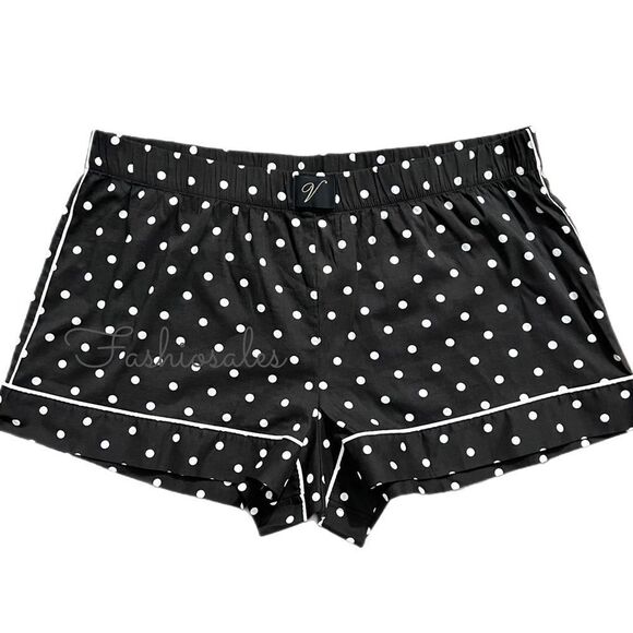 Victoria’s Secret Soft Cotton Polka dots pajama shorts black white X-Large - Picture 1 of 3